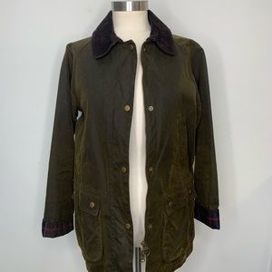 Barbour Acorn Wax Jacket with Collar in Olive